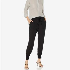 Theory black silk jogger pants